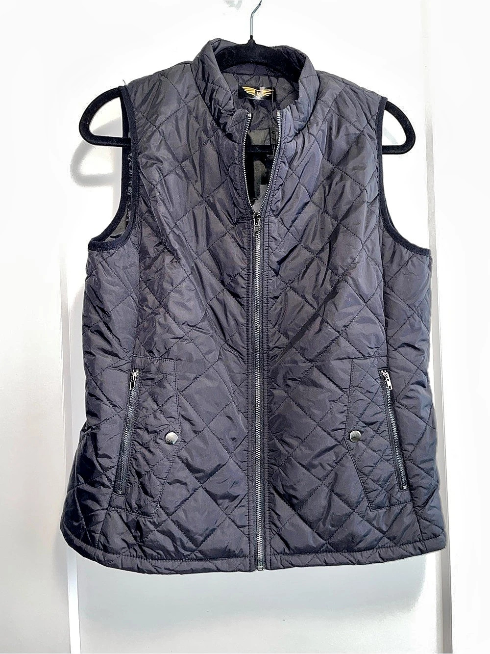 Quilted Zip Front Vest in Black NWT